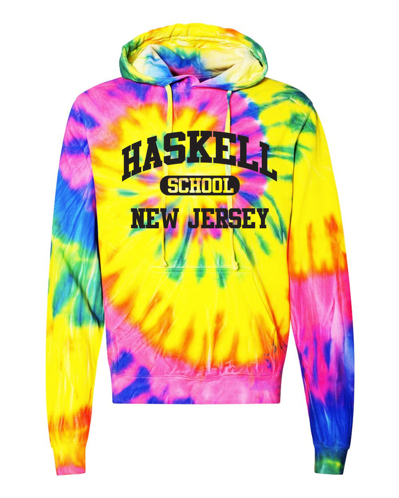 Haskell School Dyenomite - RAINBOW FLO Blended Hooded Sweatshirt - 680VR w/ HSNJ Design on Front