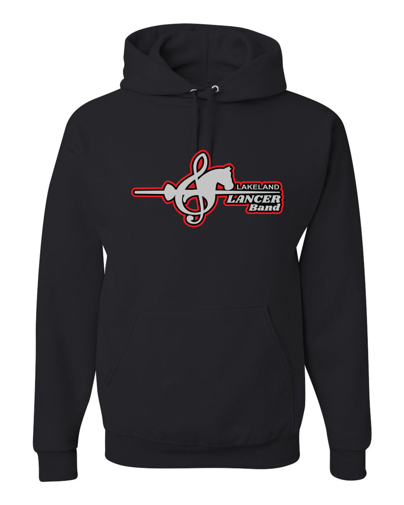 Lakeland Marching Band Black Hooded Sweatshirt w/ LanceNote Design on Front