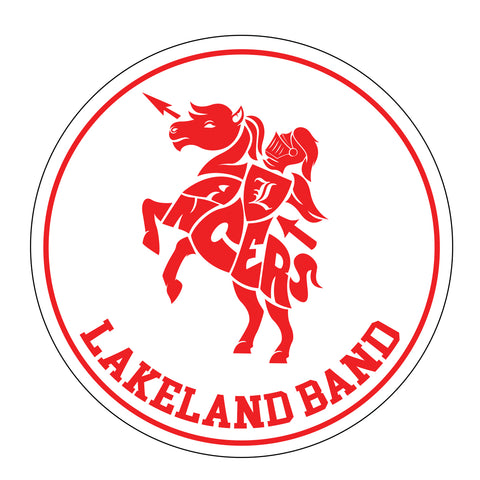 Lakeland Marching Band Red & White Flexfit - 110® Mesh-Back Cap - 110M w/ LanceNote Design on Front Cuff.