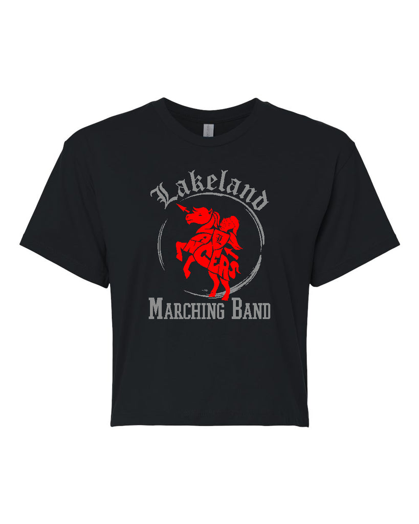 Lakeland Marching Band Black Next Level - Women's Ideal Crop Top - 1580 w/ 2 Color LLMB24 Design on Front