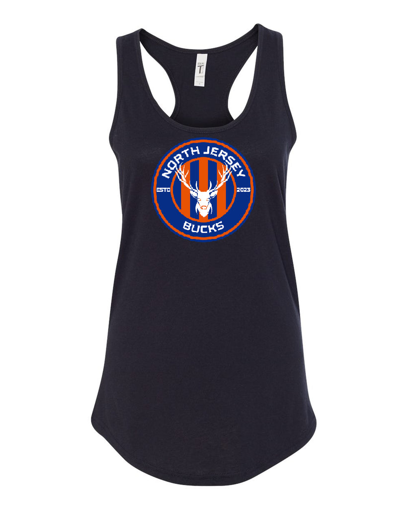 NJ Bucks Next Level - Women's Ideal Racerback Tank - 1533 w/ NJB Round Logo on Front