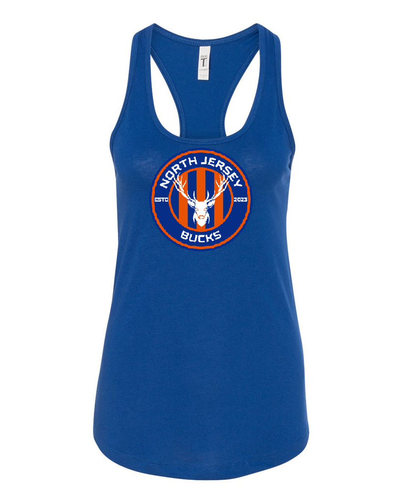 NJ Bucks Next Level - Women's Ideal Racerback Tank - 1533 w/ NJB Round Logo on Front