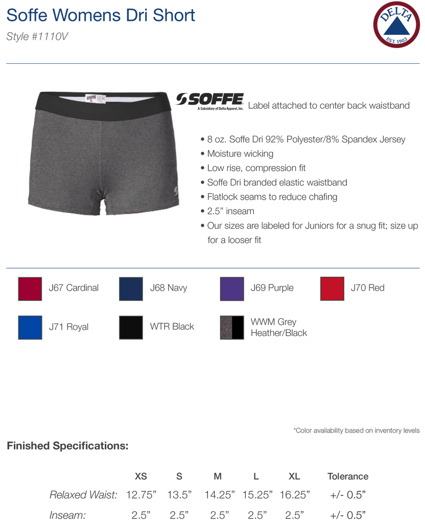 nfinite soffe dri womens short 1110v - royal & gray - mandatory (elite only)