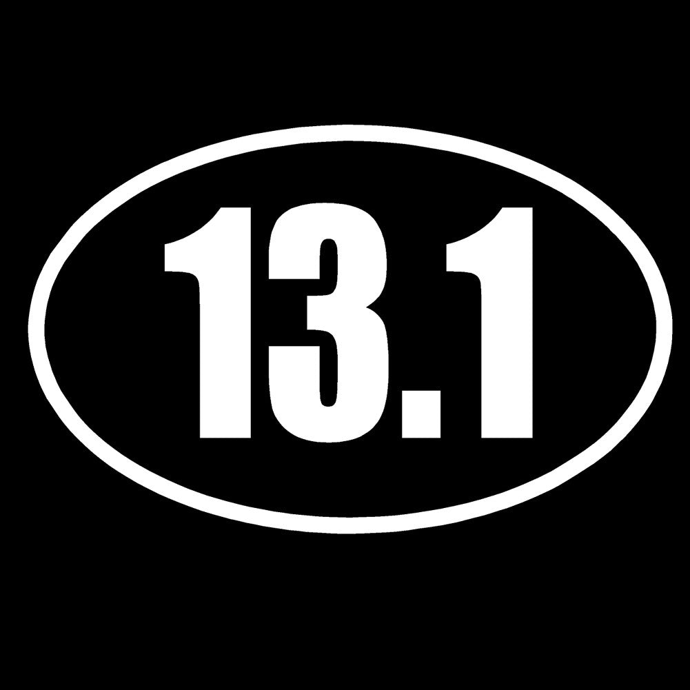 13.1 half marathon running ol single color transfer type decal
