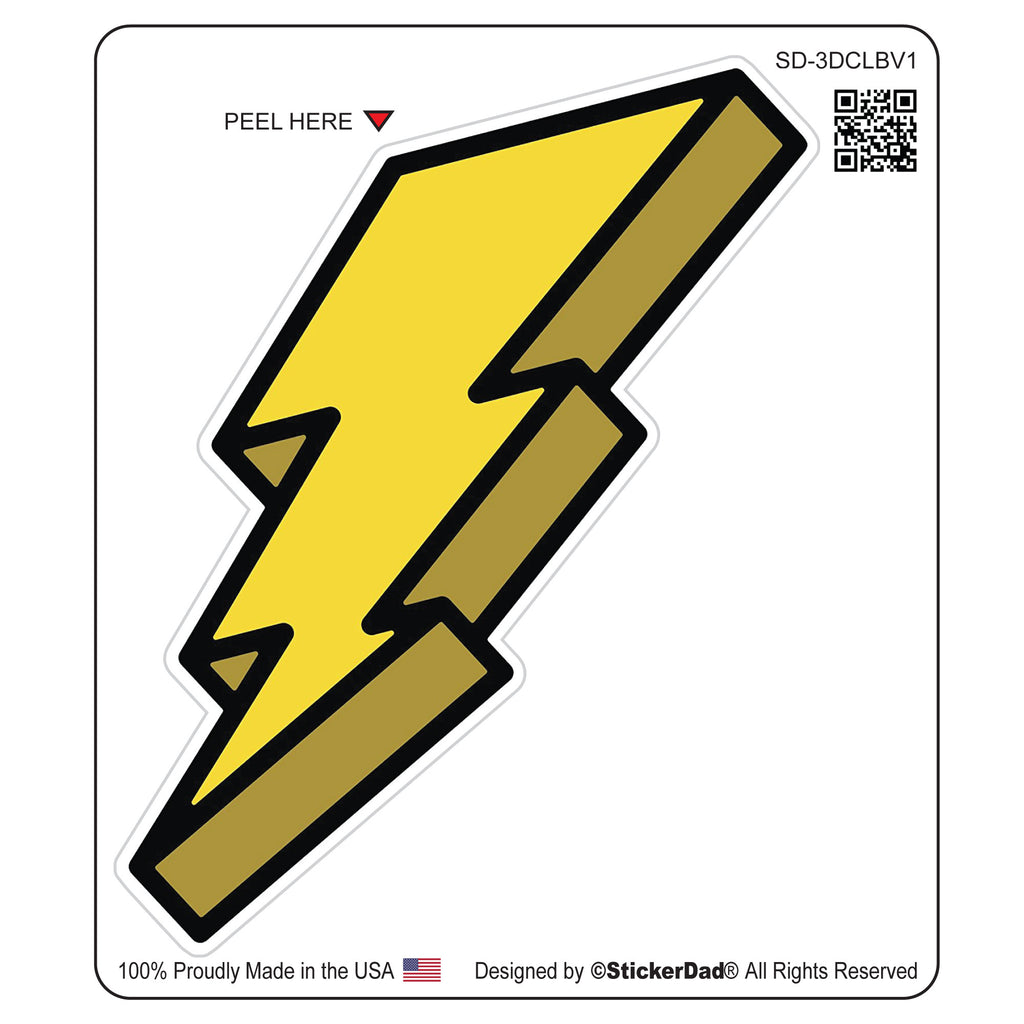 3-D CARTOON LIGHTNING BOLT V1 -Yellow - 4