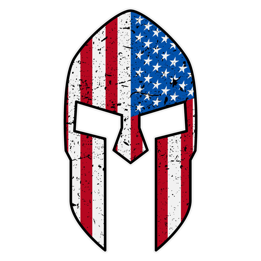 American Flag Spartan Helmet Full Color Printed Decal