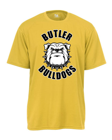 Butler Wrestling White Attain Wicking Set-In Sleeve Tee w/ Large Front 2 Color Design