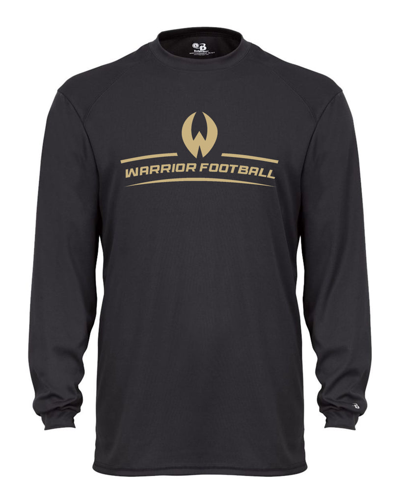 Wanaque Warriors Football Black Badger - B-Core Long Sleeve T-Shirt - 4104 w/ Warrior Logo on Front.