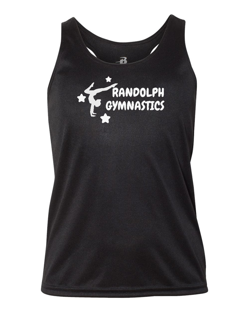 Randolph Gymnastics Black B-Core Racerback Tank Top - 2166 w/ Logo Design V1 on Front