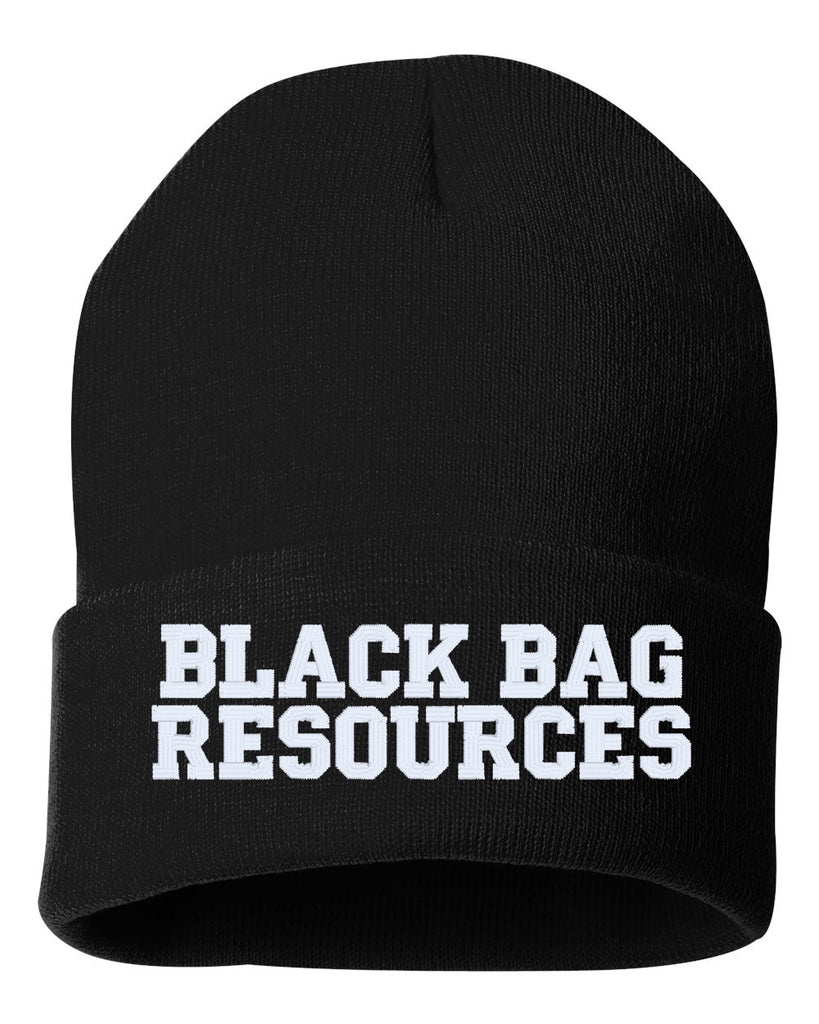 black bag resources embroidered cuffed beanie hat