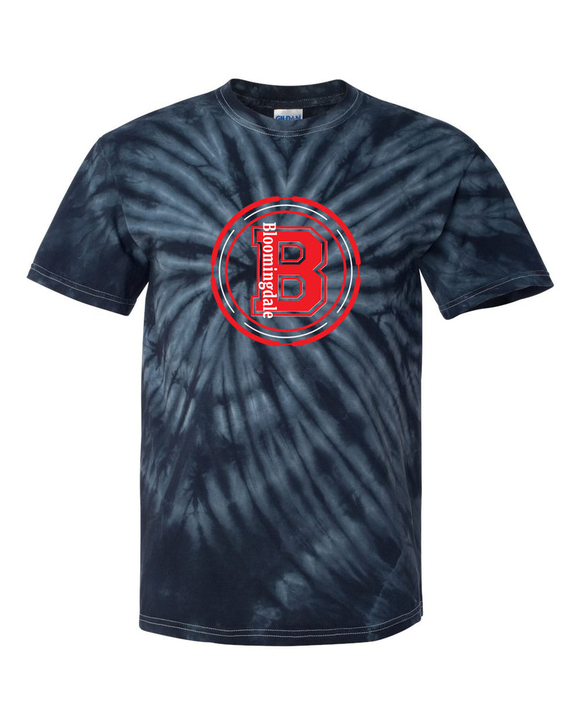 Bloomingdale PTA Black Dyenomite - Cyclone Pinwheel Tie-Dyed T-Shirt w/ Bloom B Design on Front