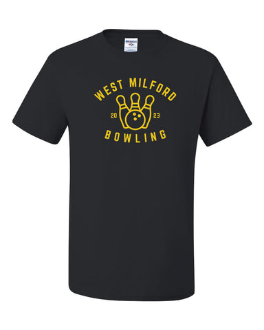 West Milford HS Bowling Black Long Sleeve Tee w/ Logo Design V1 on Front