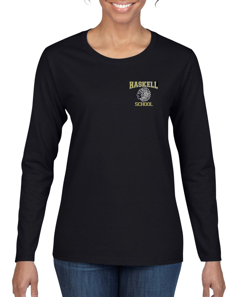 HASKELL School Heavy Cotton Black Long Sleeve Tee w/ Small Left Chest HASKELL School