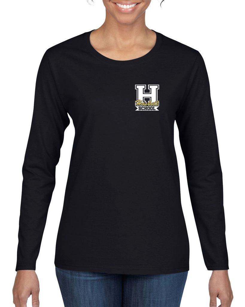 HASKELL School Heavy Cotton Black Long Sleeve Tee w/ Small Left Chest HASKELL School