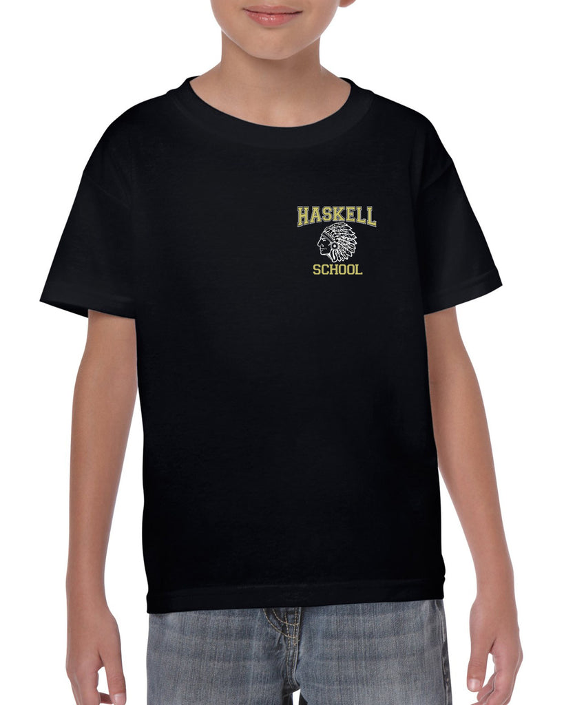 HASKELL School Heavy Cotton Black Short Sleeve Tee w/ Small Left Chest HASKELL School