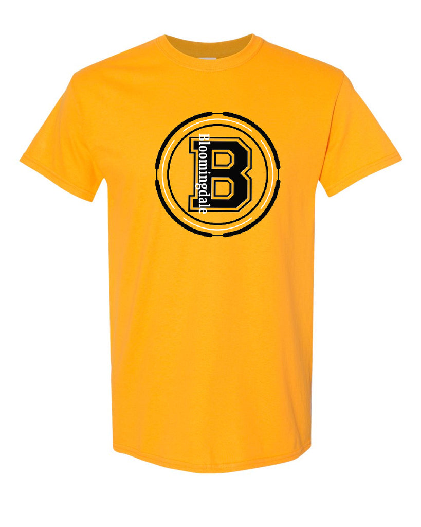 Bloomingdale PTA Gold Short Sleeve Tee w/ Bloom B Logo on Front