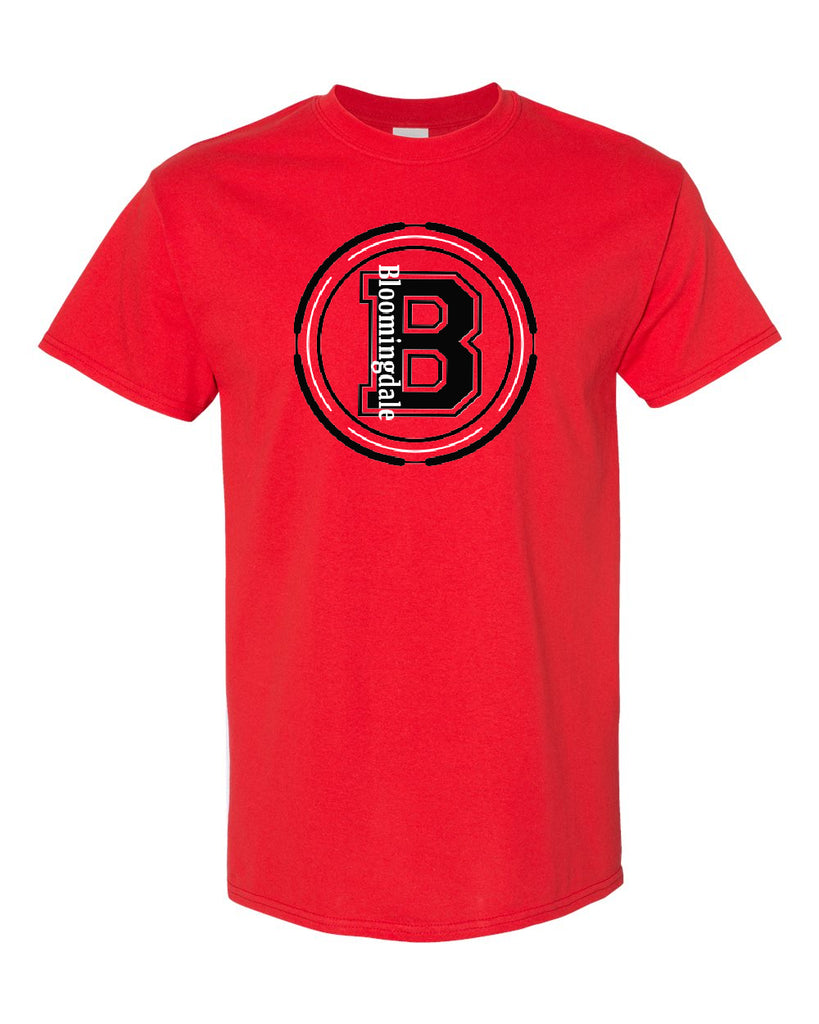 Bloomingdale PTA Red Short Sleeve Tee w/ Bloom B Logo on Front