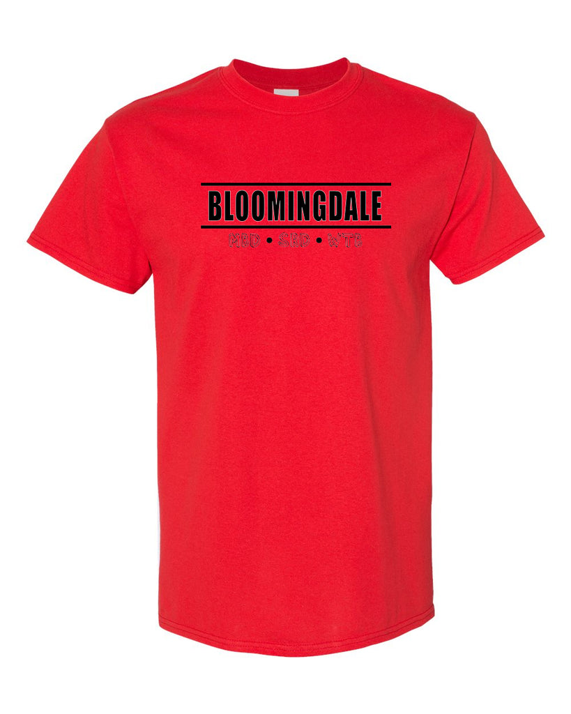 Bloomingdale PTA Red Short Sleeve Tee w/ Bloomingdale Pride Logo on Front