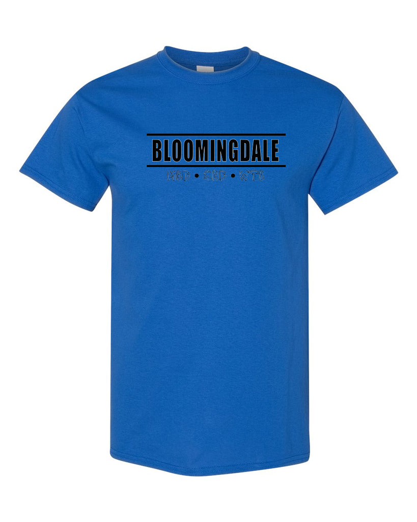 Bloomingdale PTA Royal Short Sleeve Tee w/ Bloomingdale Pride Logo on Front