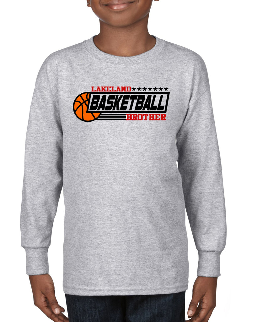 Lakeland Basketball BROTHER Sport Gray Heavy Blend Shirt w/ V1 Lakeland Basketball BROTHER on Front.
