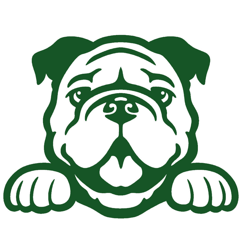 bulldog peeking v1 single color transfer type decal