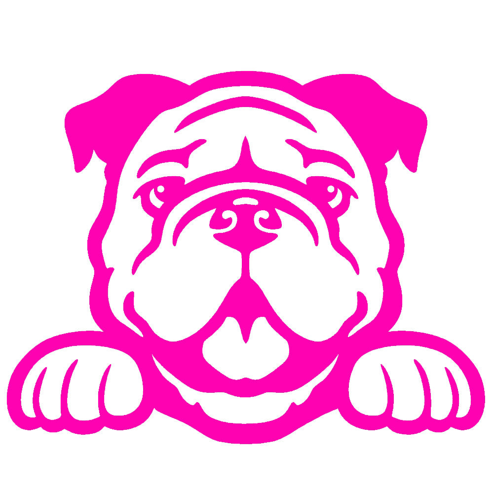 bulldog peeking v1 single color transfer type decal