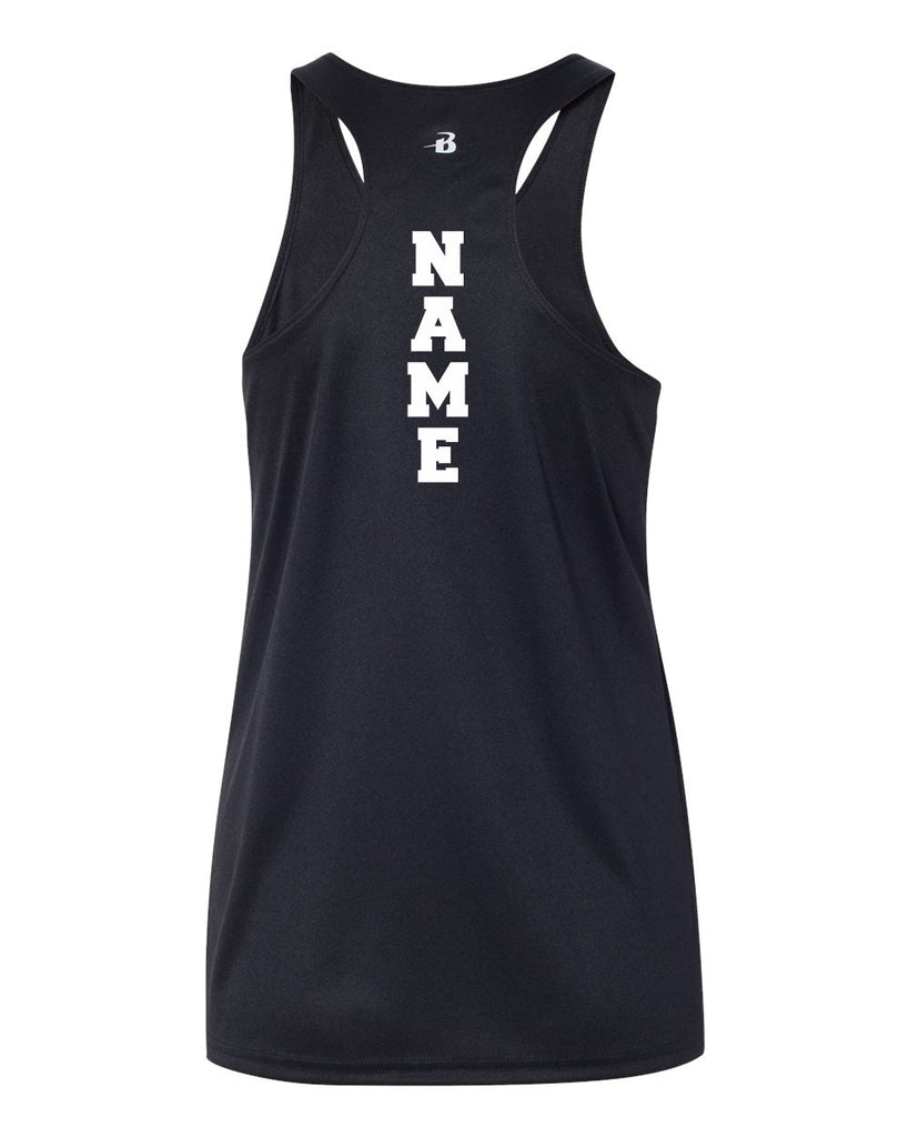 flfa black badger - b-core ladies/girls racerback tank top - 4166 w/ flfa (text) logo on front
