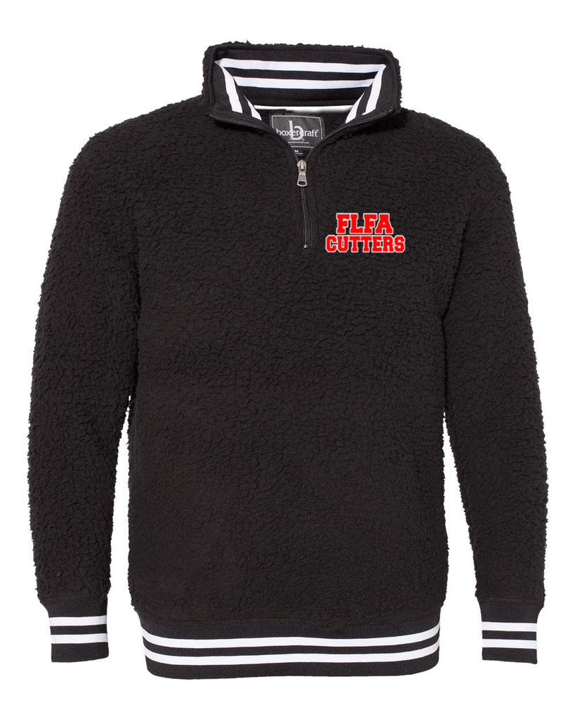 FLFA Black Boxercraft - Varsity Sherpa Quarter-Zip Pullover - Q20 w/ FLFA Cutters Embroidered on Left Chest