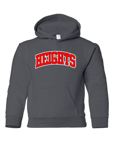 Heights Sport Gray Short Sleeve Tee w/ Heights Pride Design in Red on Front.