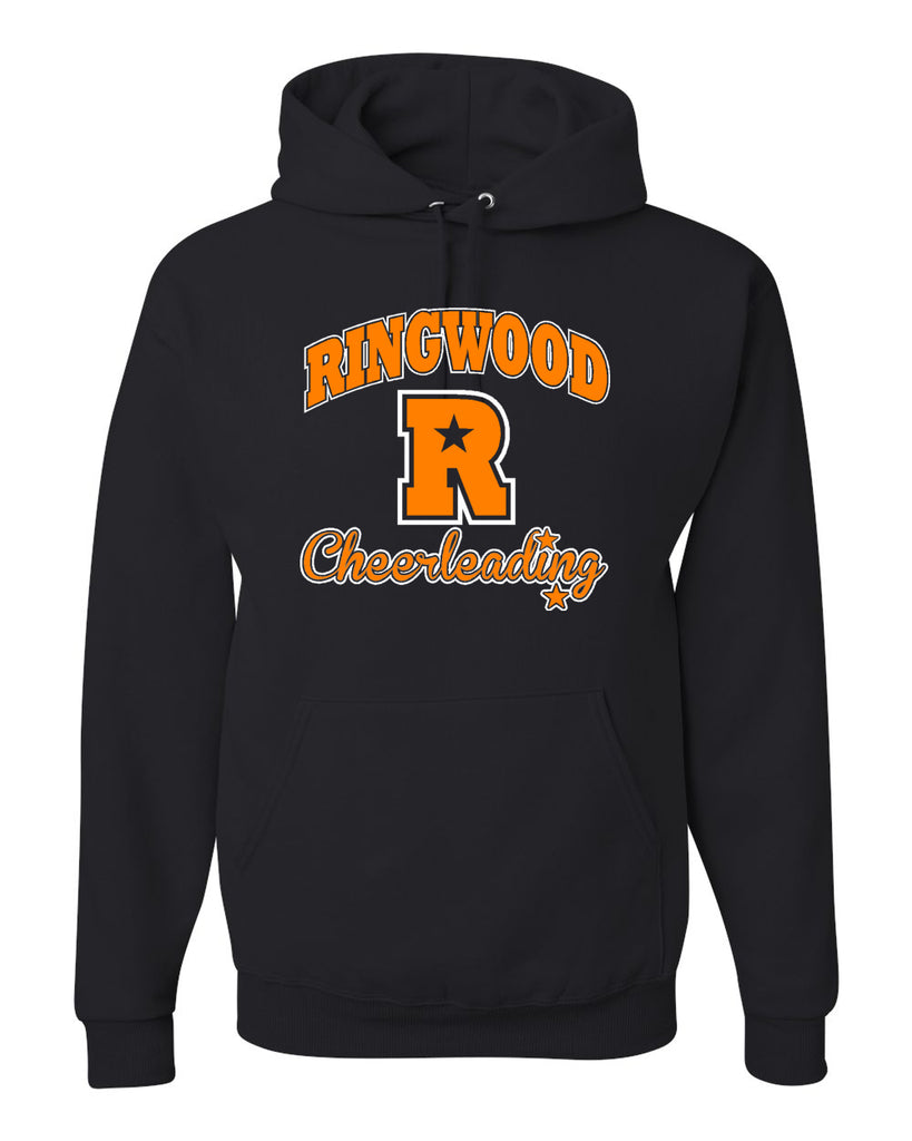 Ringwood Rattlers Black JERZEES - NuBlend® Hooded Sweatshirt - 996MR w/ 2 Color Cheerleading Design on Front