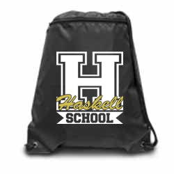 HASKELL School Black Zippered Drawstring Backpack w/ HASKELL School
