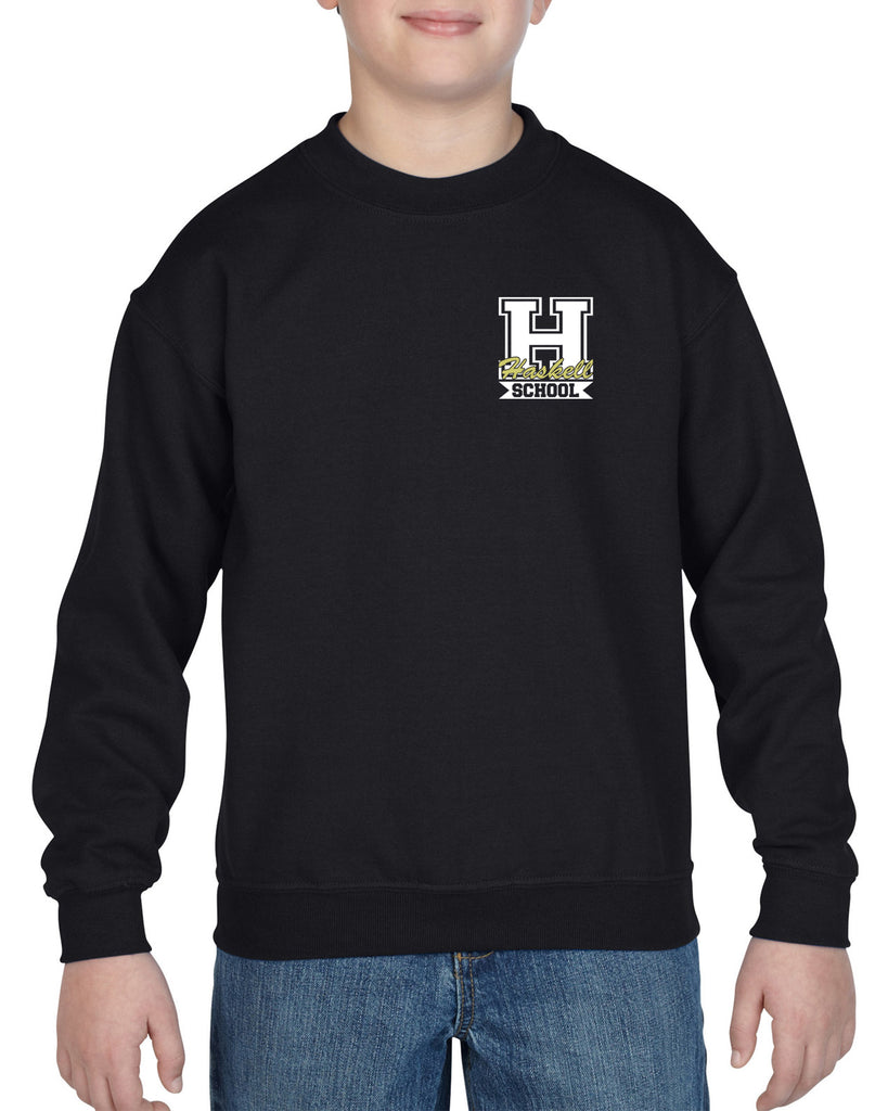 HASKELL School Black Heavy Blend Crewneck Sweatshirt w/ Small Left Chest HASKELL School