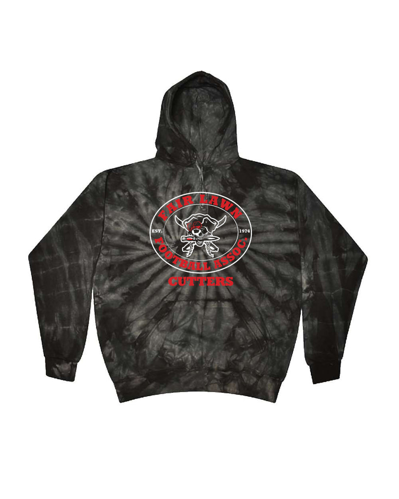 FLFA Black Spider Colortone - Tie-Dyed Hooded Sweatshirt - 8777 w/ FLFA Cutters CHEER Logo on Front