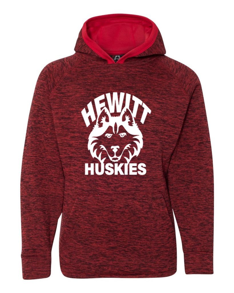Hewitt Huskies Red JA Cosmic Fleece Hooded Sweatshirt - 8613 w/ Logo Design 1 on Front