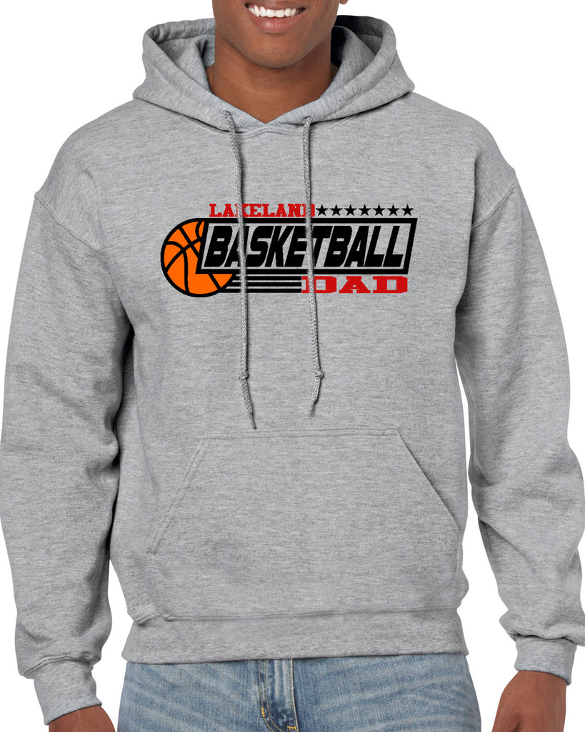 lakeland basketball dad sport gray heavy blend shirt w/ v1 lakeland basketball dad on front.