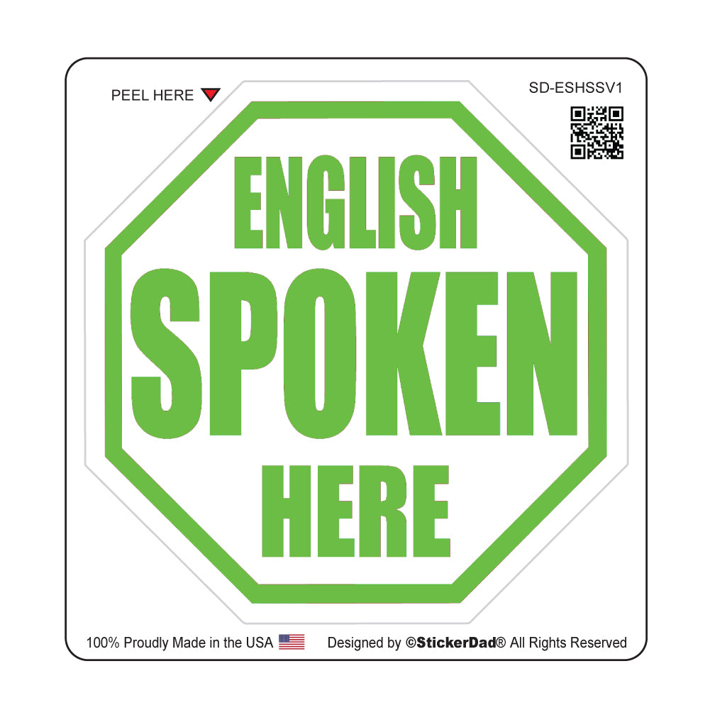 english spoken here stop sign v1 hard hat-helmet full color printed decal