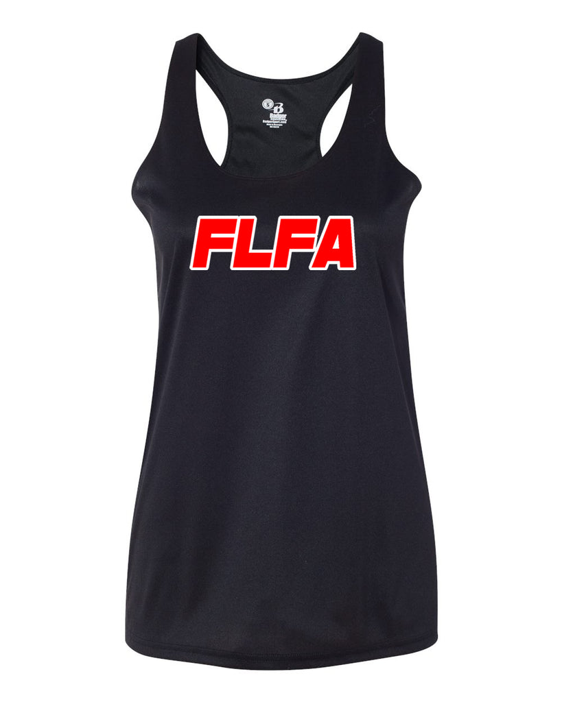 FLFA Black Badger - B-Core Ladies/Girls Racerback Tank Top - 4166 w/ FLFA (text) Logo on Front