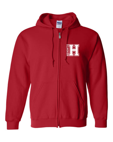 Heights Sport Gray Short Sleeve Tee w/ Heights Pride Design in Red on Front.