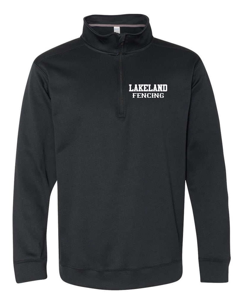 Lakeland Fencing Black Performance® Tech Quarter-Zip Sweatshirt - 99800 w/ White Left Chest Design