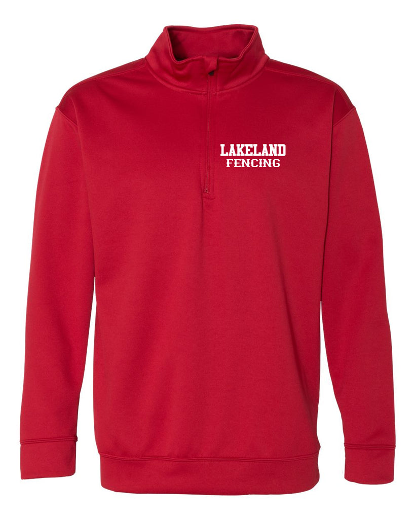 Lakeland Fencing Red Performance® Tech Quarter-Zip Sweatshirt - 99800 w/ White Left Chest Design