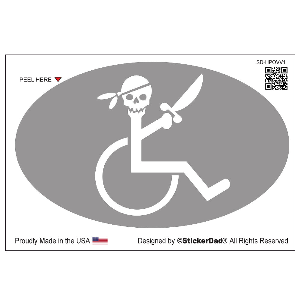 handicapped pirate v1 oval full color printed vinyl decal window sticker