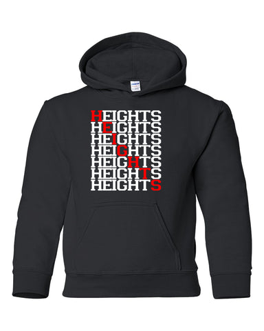 Heights Sport Gray Short Sleeve Tee w/ Heights Pride Design in Red on Front.