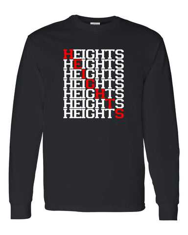 Heights Sport Gray Short Sleeve Tee w/ Heights Pride Design in Red on Front.