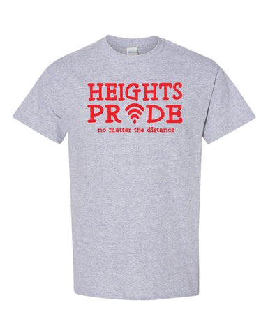 Heights Charcoal Hoodie w/ Heights OG Design in Red on Front.