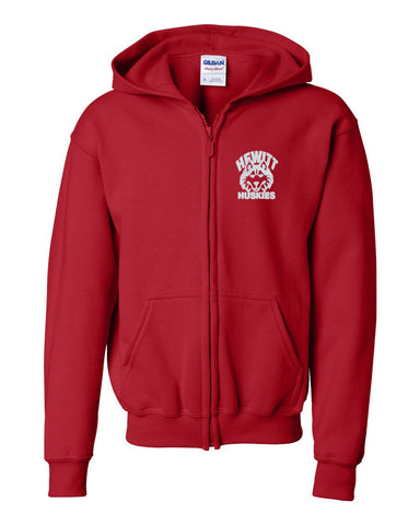 Hewitt Huskies Red JA Cosmic Fleece Hooded Sweatshirt - 8613 w/ Logo Design 1 on Front