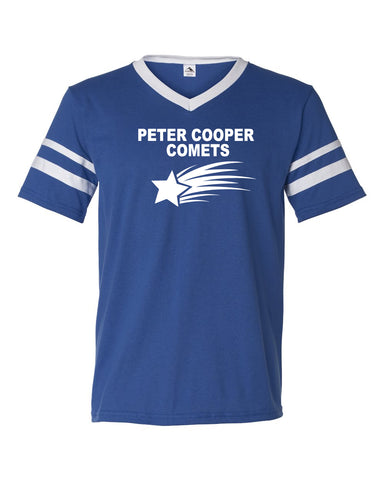 Peter Cooper Comets Royal Short Sleeve Tee w/ Doodle Design on Front