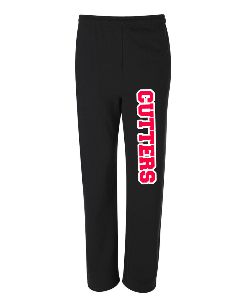 FLFA Black JERZEES - NuBlend® Open Bottom Sweatpants with Pockets - 974MPR w/ Cutters Down Left Leg