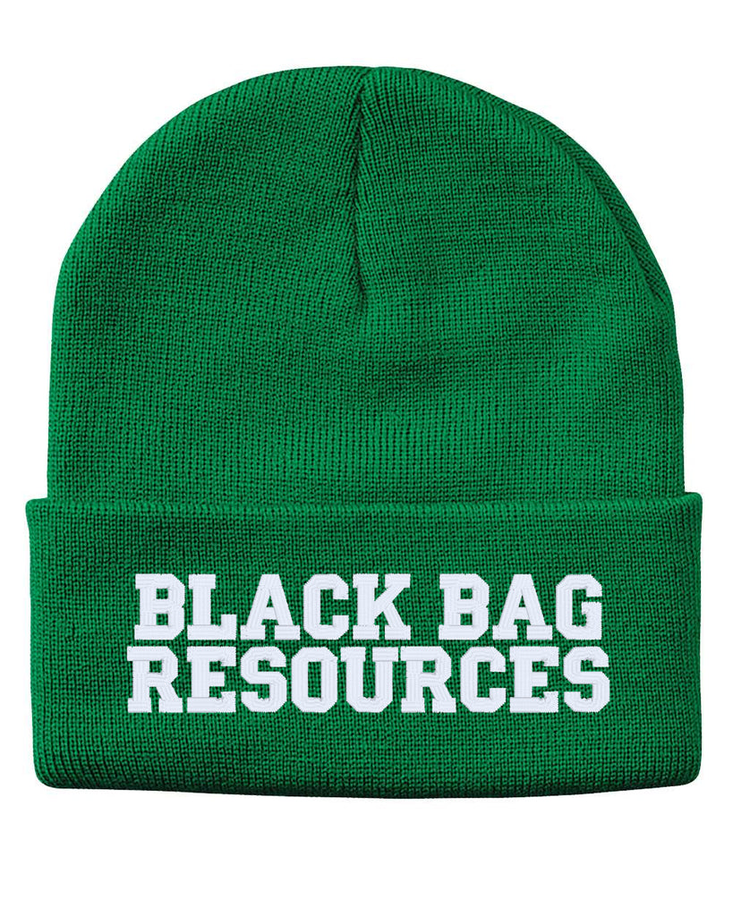 black bag resources embroidered cuffed beanie hat
