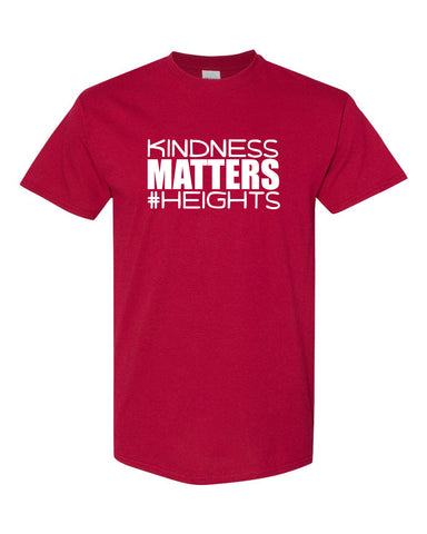 Heights Sport Gray Short Sleeve Tee w/ Heights Pride Design in Red on Front.