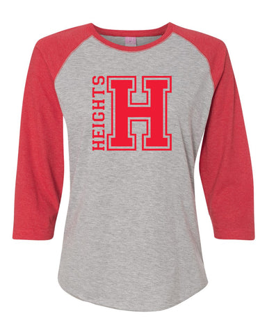 Heights Sport Gray Short Sleeve Tee w/ Heights Pride Design in Red on Front.